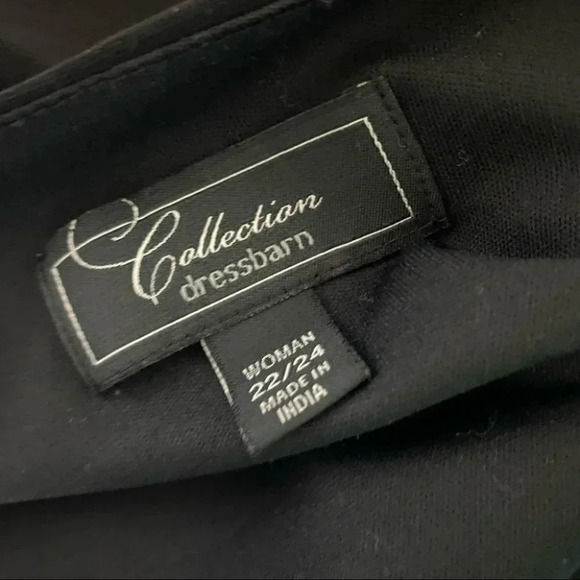 Collection Dress Barn 22/24 black draped neck silver sequined attached top - Picture 6 of 7